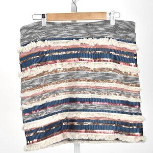 Athropologie Moulinettte Soeurs Tweed Striped Skirt w/Sequin Size XL